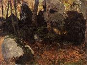 Carl Schuch Bemooste Felsblocke im Wald USA oil painting artist
